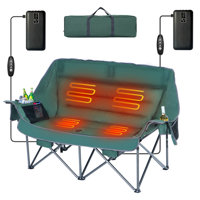 Heated Double Camping Chair, Oversized Loveseat with Padded Seat, Cooler Bag, and Heated Comfort for Adults