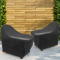 Set of 2 Adirondack Patio Chair Cover - Breathable, Heavy-Duty Cover with Water-Resistant PVC liner, Adjustable Elastic Hem, Click-Close Straps, and A by Arlmont & Co.