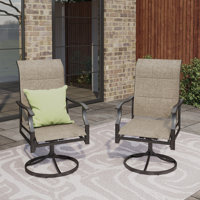 2pcs Swivel Patio Dining Chairs Sling Chairs by Lark Manor