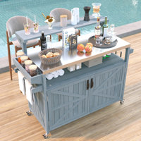 Orlith 53.3" Outdoor Rolling Grill Cart Potting Bench Table With Adjustable Shelf by Rosalind Wheeler