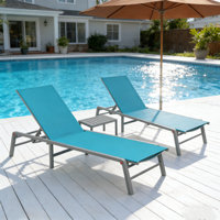 Lounge Chair Outdoor Foldable Lounge Chair With 5 Adjustableassemble-Free (2 Textilence W/Table) by Ebern Designs