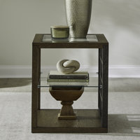 Tiznit End Table w/ Tempered Glass & Open Shelf by Latitude Run