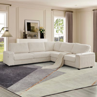 Vega 110"W Corduroy Upholstered Deep Seat Symmetrical Sectional by Latitude Run