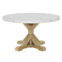54" x 54" Circle Faux White Marble Dining Table by Red Barrel Studio