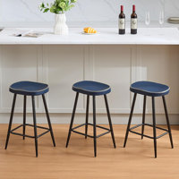 Backless Saddle Counter Height Bar Stools Faux Leather Counter Stools For Kitchen Island