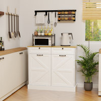 Pantry Cabinet with 2 Drawers, Tilt Out Trash Cabinet and 1 door with storage rack and 2 Shelves by Gracie Oaks