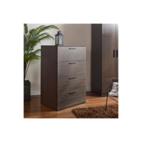 Oliver Farmhouse Four-Drawer Jumbo Chest in Dark Brown by Latitude Run