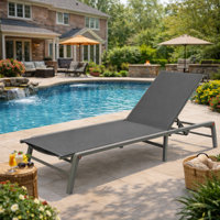 Lounge Chair Outdoor Foldable Lounge Chair With 5 Adjustableassemble-Free (Textilence W/O Table)