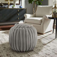 Doniphan Plush Furry Channel Fabric Storage Ottoman - by Willa Arlo Interiors