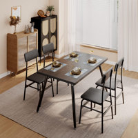 Clorinda 4-Person 5-Piece Rectangular Dining Set with Upholstered Chairs and Metal Frame by 17 Stories
