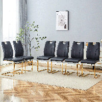 Set of 6 PU Dining Chair Set - Uniquely Designed with Metal Legs by Everly Quinn