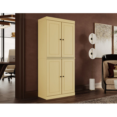 100% Solid Wood 6-Shelf Bookcase, Raised Panel Doors, Adjustable Shelves, 32" Wide, 71.5" Tall
