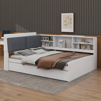 Platform Bed With An Underbed Trundle, Shelves, And A Storage Headboard by Latitude Run
