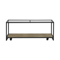 Jaylan Cocktail Table w/ Tempered Glass Top & Casters by 17 Stories