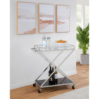 Glass And Metal Bar Cart With Shelf by Brayden Studio