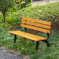 Park Bench With Wooden Slats Seat And Backrest For 2 Persons Featuring Iron Frame And Legs - Perfect For Yard Patio Garden Balcony Deck Porch Playgrou by Loon Peak