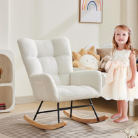 Rocking Chair, Upholstered Glider Rocking Chair With Ergonomic Backrest With Armrest by George Oliver