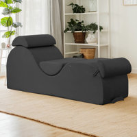 Sleek Chaise Lounge Chair For Yoga Exercise, Curved Yoga Lounger Sofa For Adults Indoor, With Headrest/waist Cushion/movable Footrest/side Pockets/no by Ebern Designs