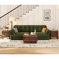 3 Pieces Living Room Table Set, Modern Coffee Table With Tempered Glass Top, Modern End Table With 2 Drawers & Black Square Iron Leg For Living Room by 17 Stories