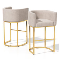 Counter Height Bar Stools, Modern Barrel Counter Stools Upholstered Accent Barstools With Footrest by Everly Quinn