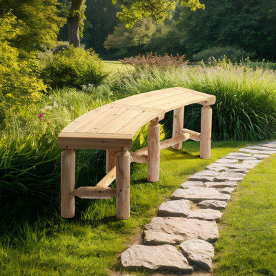 56 In. 2-Person Fir Curved Outdoor Bench by Millwood Pines
