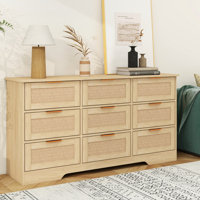 Rattan Bedroom Dresser With 9 Drawers by Bay Isle Home