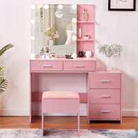 Pink Dressing Table Set by Latitude Run