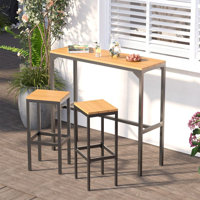 3 Pieces Outdoor High Top Table And Chairs Metal Bar Set