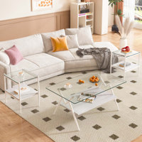 Coffee Table And End Tables Set Of 3, With MDF Layer, Modern Tables For Living Room by Latitude Run