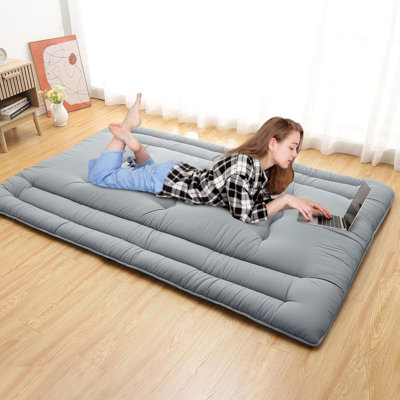 Foldable Japanese Futon Mattress Floor Mattress Folding Floor Lounger Roll Up Camping Mattress Tatami Mat for House Guest by Alwyn Home