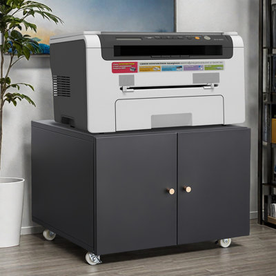 Mobile Office Copier Cabinet With 2 Doors – Steel Printer Stand And Pedestal File Storage by Ebern Designs