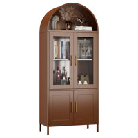 Metal Display Cabinet With Glass Doors And Adjustable Shelves, Modern Freestanding Arched Cabinet, Antique Cabinets, Porcelain Cabinets, Bookshelves,a