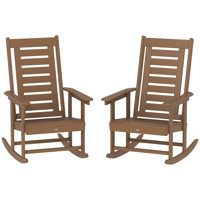 Outdoor Rocking Chairs Set of 2, HDPE Patio Rocking Chairs with 28" High Back and Wide Armrests, All-Weather Slatted Porch Rockers for Garden, Balcony by Rosecliff Heights