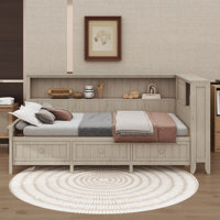 Stylish Wood Daybed With Convenient Storage Shelves And Drawers by Lark Manor