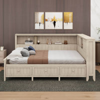 Stylish Wood Daybed With Convenient Storage Shelves And Drawers by Lark Manor