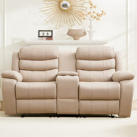 71" Manual Recliner Loveseat with Storage & Flip-Down Cup Holders - Space-Saving Home Theater Seating with Adjustable Backrest by Latitude Run