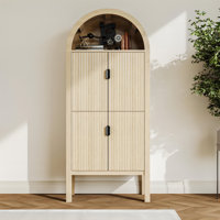 71" Tall Arched Fluted Storage Cabinet, Modern Arched Pantry Cabinet with 4 Tier Shelves by Red Barrel Studio