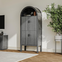 71" Tall Arched Fluted Storage Cabinet, Modern Arched Pantry Cabinet with 4 Tier Shelves