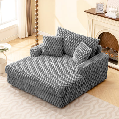 Morayah 58 Comfy Cloud Fur Upholstered Sleeper Sofa Chaise Lounge Chair by Latitude Run