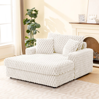 Morayah 58 Comfy Cloud Fur Upholstered Sleeper Sofa Chaise Lounge Chair by Latitude Run