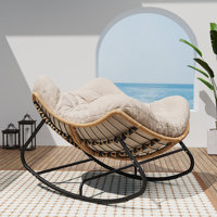 Weixel Oversized PE Wicker Outdoor Rocker Chair With Cushion by Corrigan Studio