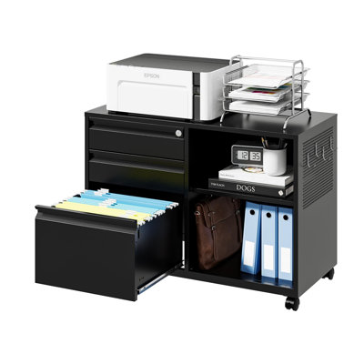 Mobile 3 Drawer File Cabinet with Lock by Latitude Run