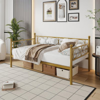 Twin Size Daybed Frame, Metal Sofa Bed Frame, Heavy Duty Metal Slats