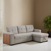 92.12" Pull Out Reversible Sleeper Sectional Sofa Bed with Storage Chaise by Latitude Run