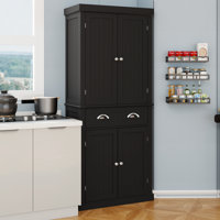71" Kitchen Pantry Storage Cabinet , With 4 Doors, Drawer, 2 Adjustable Shelves, Freestanding Cupboard For Dining Room Living Room, Laundry by Ophelia & Co.