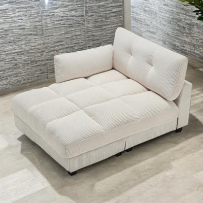 Convertible Corduroy Sofa Bed With Usb Charging Port, Cup Holder, Side Pocket & Adjustable Backrest Pillow Adjustable Armrest, Modern Comfortable Loun by Hokku Designs