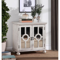 Classic Storage Cabinet 1Pc Modern Traditional Accent Chest With Mirror Doors Pendant Pulls Wooden Furniture Living Room Bedroom