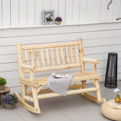2-Person Wood Rocking Chair Bench by Loon Peak