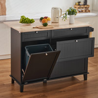 Kitchen Island Cart Storage Cabinet Serving with Drawer & Trash Cabinet by Lark Manor
