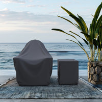 Adirondack Chair And Table Covers For Hartington Plastic/Resin Patio Set, Water-Repellent UV-Resistant Polyester by Arlmont & Co.